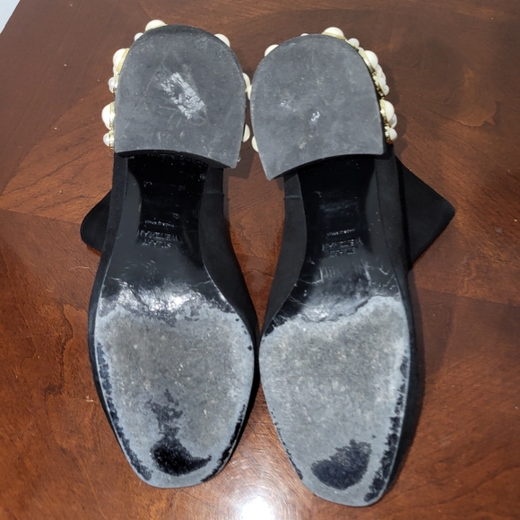 Stuart Weitzman Black Suede Bacari Ankle Boots with Pearl Embellished Heel 5.5 M - Picture 11 of 12